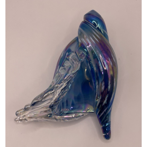 Iridescent Kevin Fulton Studio Art Glass Sea Shell Ocean Blue color-Signed - Picture 13 of 15